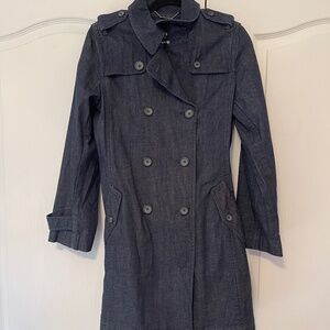 Talbots Jean Denim Trench Coat 12 Petite